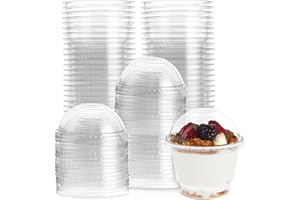 Juvale Plastic Cups with Lids - 8 oz, Clear, 50 Pack - Dessert Containers with Lids & Ice Cream Containers for Parfaits & Sun