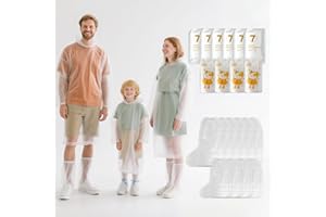 EQUNROY Ponchos Family Pack - 10 Disposable Rain Ponchos with Hoods & 10 Pairs Waterproof Boot Covers(6 Set Adult & 4 Set Kids), Thicker Clear Plastic for Outdoor, Travel, Camping