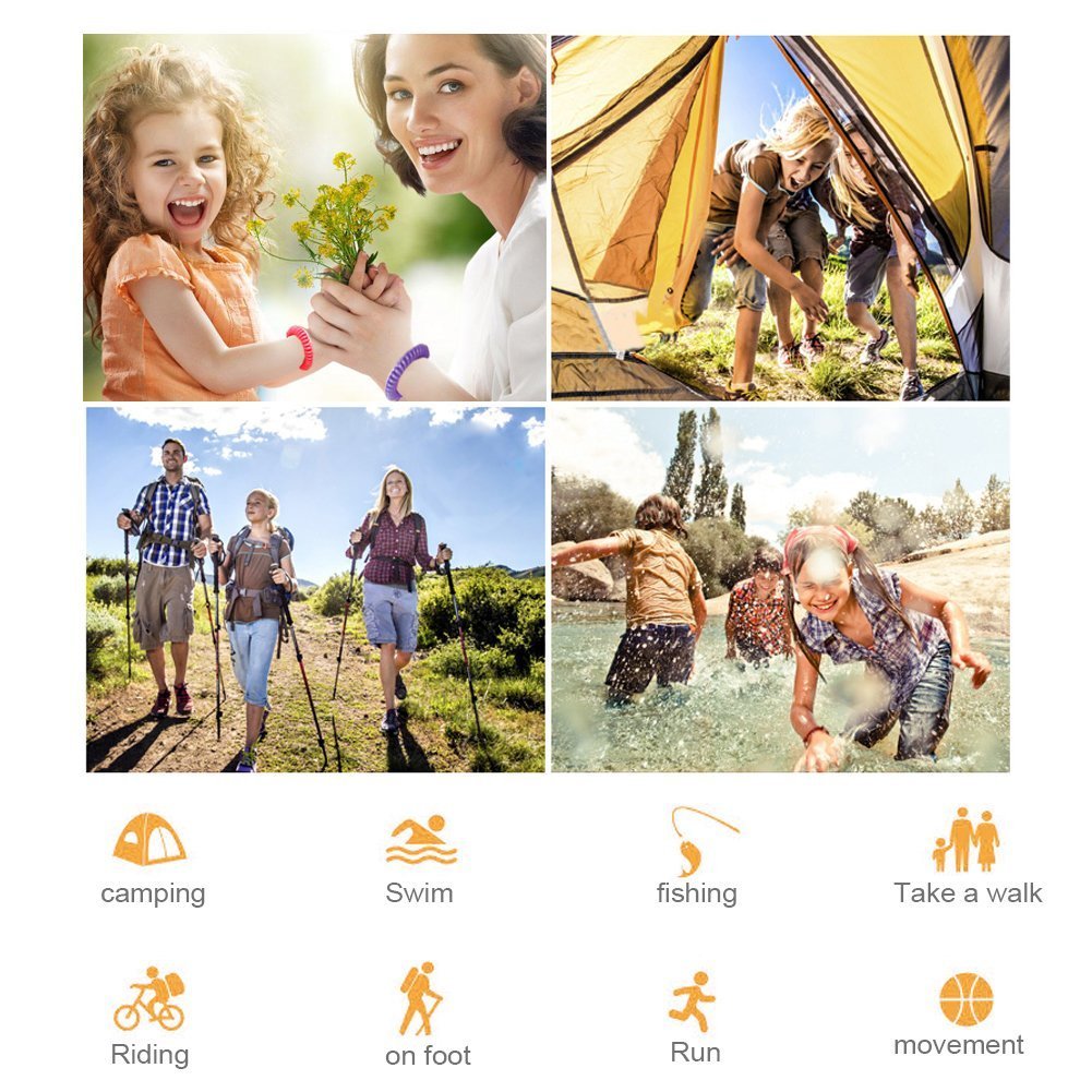 EDOU 12 Pezzi Antizanzare Braccialetto Repellente alla Zanzara Braccialetto DEET-FREE 100% Naturale Insetticidi Salviettine Anti Zanzara Impermeabile Per Uso Interno Da Viaggio Al Coperto Bambini Adulti 6 Colori