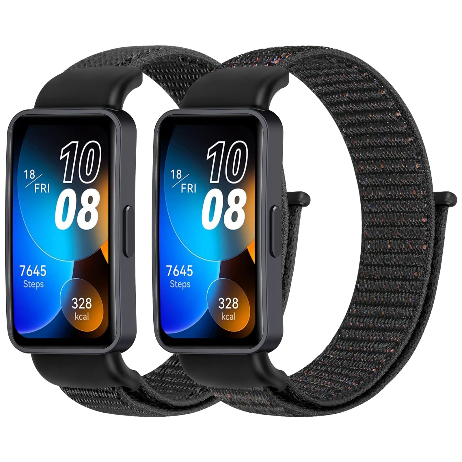 Tiptops Nylon Strap Compatible for Huawei Band 10/Huawei Band 9/Huawei Band 8 Women Men, 2 Pack Breathable Nylon Wristband Sport Solo Loop Replacement Straps for Huawei Band 8/9/10 (NFC)