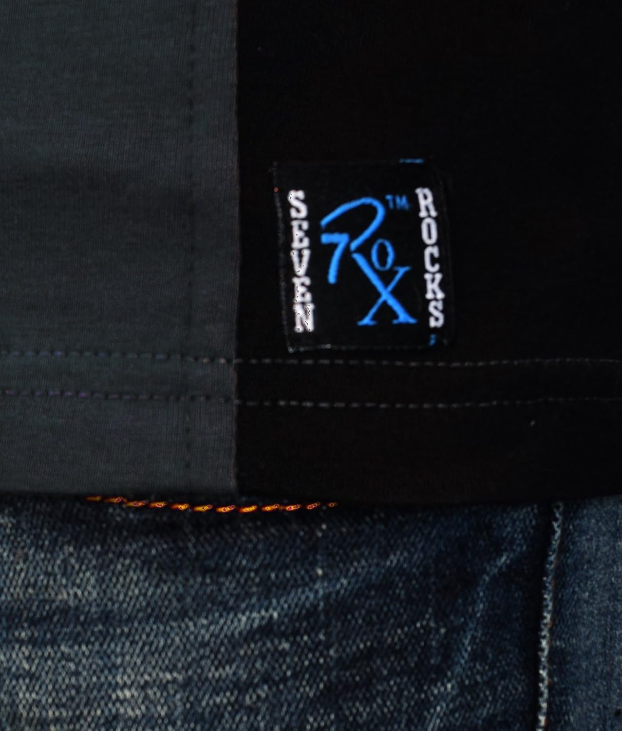 seven rocks men's cotton muffler neck t-shirt (navy melange_free size)