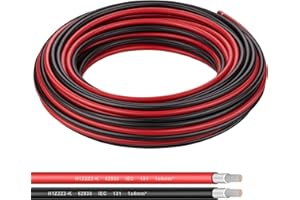 Shirbly Solar Panel Wire - 50FT Black Tinned Copper Wire, 12AWG (4mm²) PV Wire Solar Extension Cable for Outdoor Automotive RV Boat Marine Solar Panel - Black & Red (12AWG 50FT)