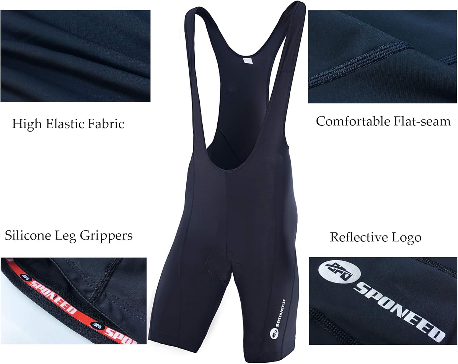 sponeed Cycling Bib Shorts Men Biker Bibs for Men Padded Breathable Racing Shorts UPF 50+: Clothing