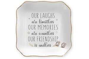 OASSIE Christmas Friendship Gifts for Women - Decorative Trinket Dish 4"x4" Ceramic Jewelry Dish Tray - Christmas Birthday Gifts for Best Friends Women Friendship Bestie BFF Sister, Friend Gift