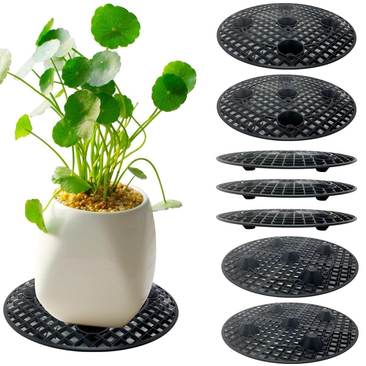 Zeromall 8PCs Plant Risers for Pots Indoor, Plant Stands, Pack Plant Elevator for Prevent Rot and Damage on Patio Deck, 11.8 inch Big Heavy Duty Plastic Plant Stands (8Pcs)