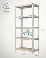 SONGMICS 5-Tier Storage Shelf 40x90x180cm 875kg Capacity Silver Industrial view 2