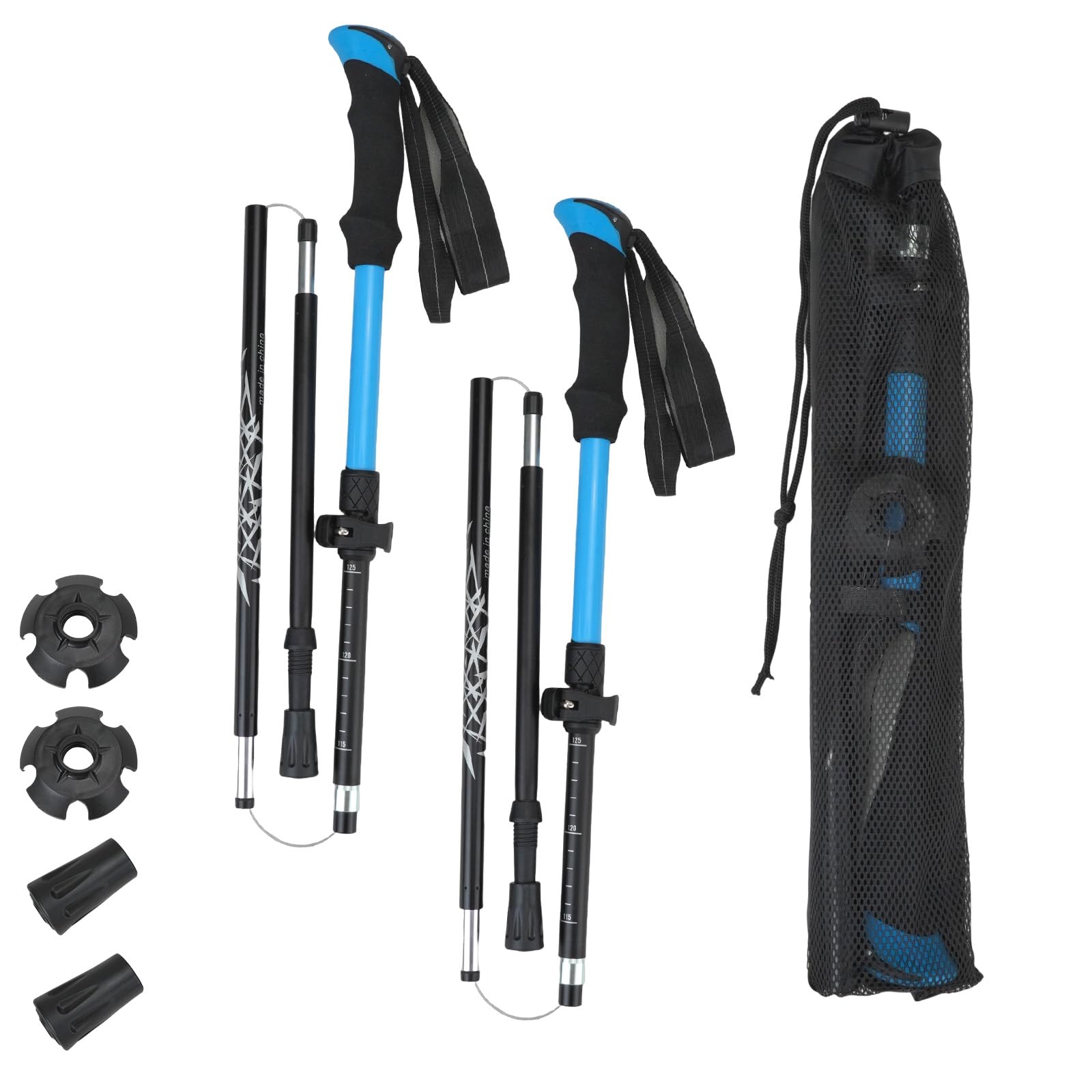 Photo 1 of 2PCS Collapsible Walking Poles, Retractable Hiking Sticks with Anti-Shock and Quick Lock System, Ultra-Lightweight Aluminum Hiking Accessories for Hiking, Camping and Mountaineering