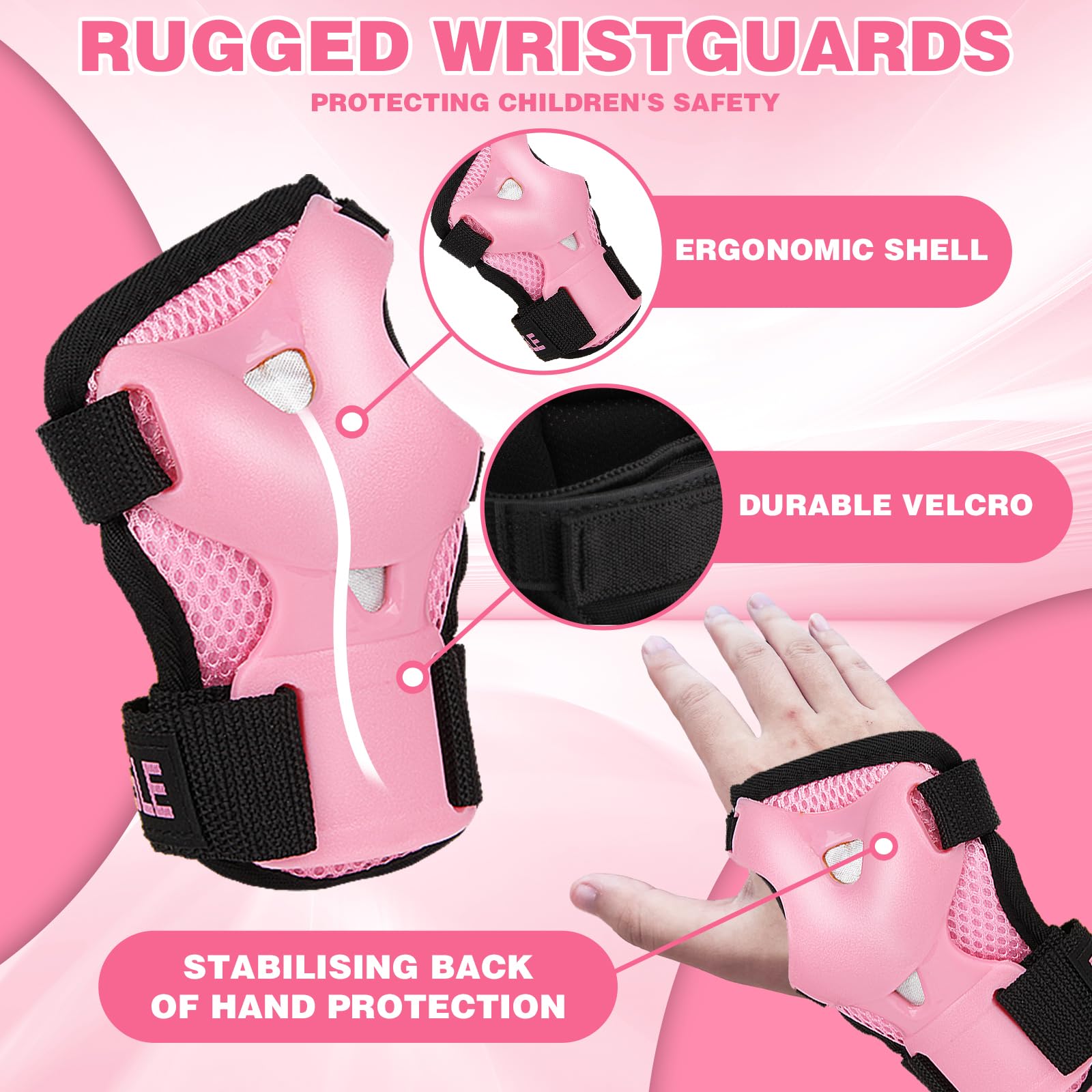 Kids Safety Protective Gear Set for Ages 3-12 Years, Adjustable Knee Pads, Elbow Pads, Wrist Guards for Boys Girls Youth Skateboard, Roller Skating, Scooter, Cycling