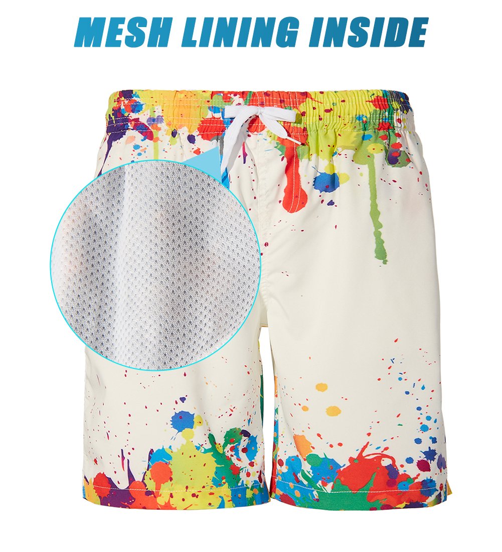 RAISEVERN Herren Malerei elastischen Harem Trainings Jogger Sporthosen Sommer - Strand - Shorts 171 Weiße