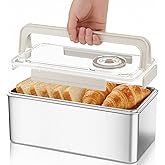 QCQHDU Bread Box, Time Recording Stainless Steel Corner Fresh Bread Box Airtight Keeper Food Storage Container for Kitchen Countertop Homemade Breadbox BPA Free, 5800ML Large Capacity, 1 Pack