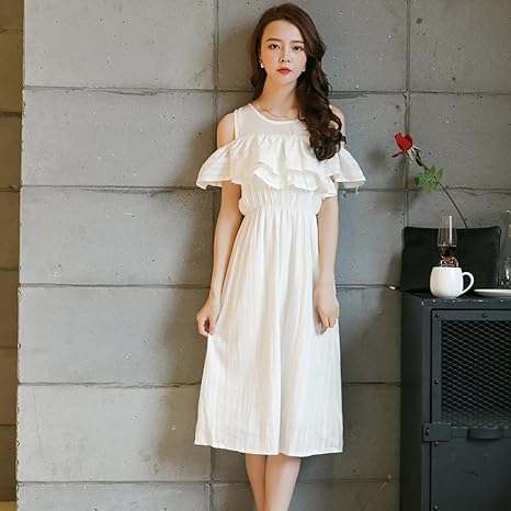 Amazon Co Jp ノーブランド品 春夏着 女性 女の子 無地 スイート コットン キャミ オフショルダー 春ワンピ ワンピース 白 半袖 透け感 夏物 大人 レディース プリンセスワンピ ワンピース 白ワンピース 夏ワンピ Sunny Corner L ホビー