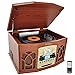 Pyle Home PTCDS7UIW Retro Vintage Turntable with CD/MP3/Casette/Radio/USB/SD, Aux-In and Vinyl-to-MP3 Encoding (Wood Finish)