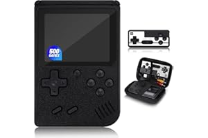 TOMEGAVT Handheld Game Console with Classical Retro Single and 2 Players, 3.0 Inch Kids Screen Portable Retro Video Game Console Support TV Connection(Black 500 Games)
