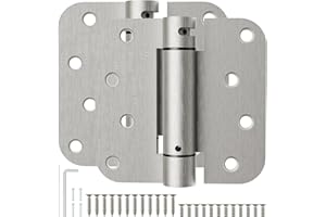USATURE 4 Inch Self Closing Door Hinges, 5/8" Radius Corners Spring Loaded Hings for Exterior, Garage, Front and Back Door, UL Listed, for Left and Right Hand Door, Brushed Nickel, 2 Pack