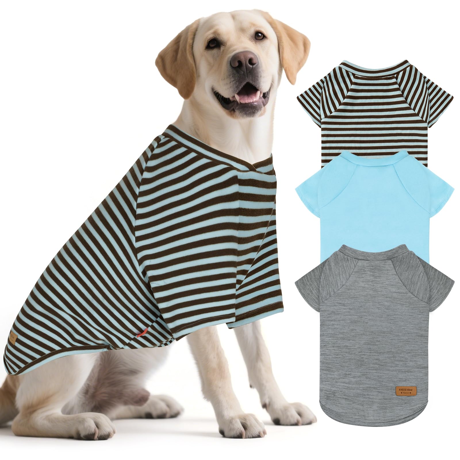 KYEESE 3Pack Dog Sweater, Soft Pet Sweatshirt Stretchy Pullover Dog Sweater for Medium Large Dogs Boy, Lightweight Fleece Pet Shirt Clothes with Sleeves, 2XL Image