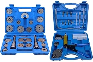 TR TOOLROCK 22pcs Disc Brake Caliper Wind Back Tool and 16pcs Brake Bleeder Kit, Hand Held Vacuum Pump Test Set, Piston Caliper Compression Sets for Brake Pad Replacement Reset, Fits Most Automotive