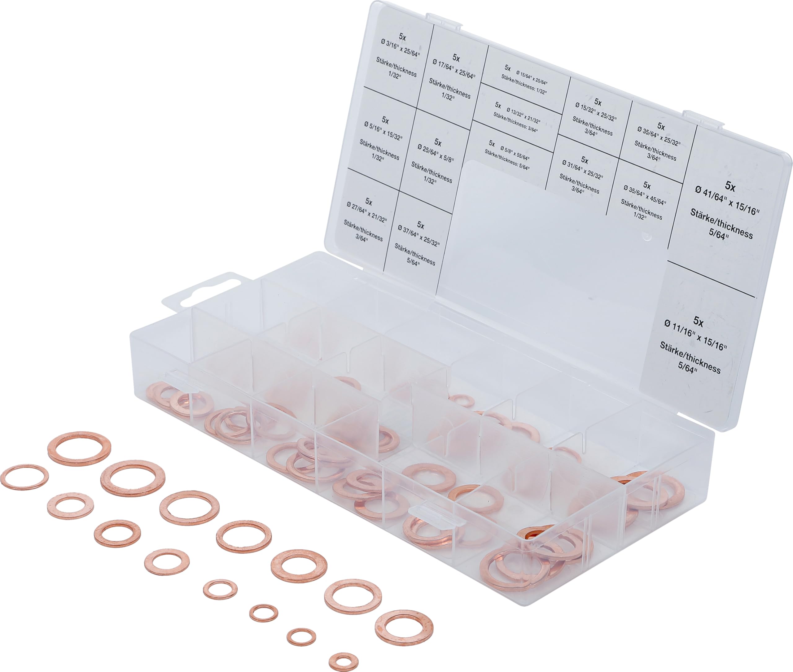 BGS 8144 | Seal Ring Assortment | Copper | Inch Sizes | for Oil Drain Plugs | 75 pcs.