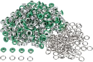 HARFINGTON 200set Grommets Kit Metal Eyelets 4.5mm 3/16" Hole Tiny Grommet for Shoes Clothes Belt Bag DIY Project, Green