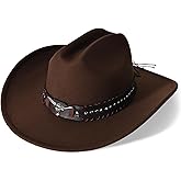 Wide Brim Cowgirl Hat Men Large Wide Brim Cowboy Hats for Women with Buckle Belt Classic Cowboy Outfits