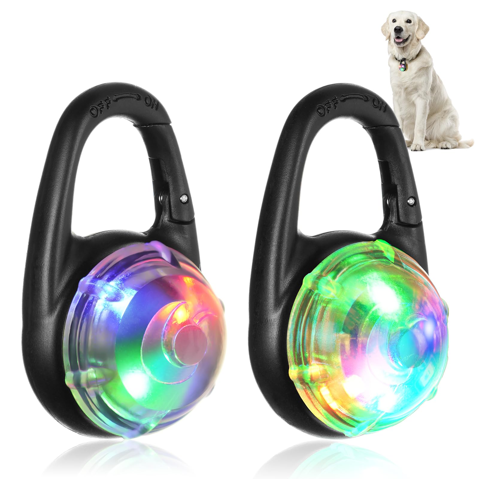 AUAUY 2PCS LED Dog Collar with 3 Light Modes, Safety Light for Night Walking-Running, Green
