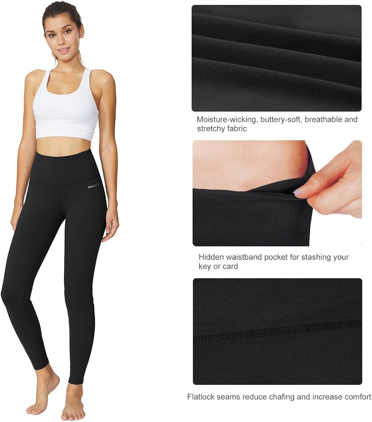 BALEAF Women's 20" / 28" High Waisted Yoga Leggings Workout Capri Tummy Control Pants with Pocket(Plus Size/Regular): Clothing