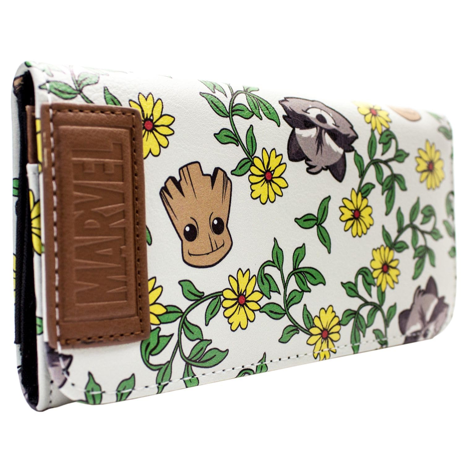 Guardians of the Galaxy Vol. 2 Groot Rocket Floral Purse Tri-Fold Coin Pocket & Card Holder, Green