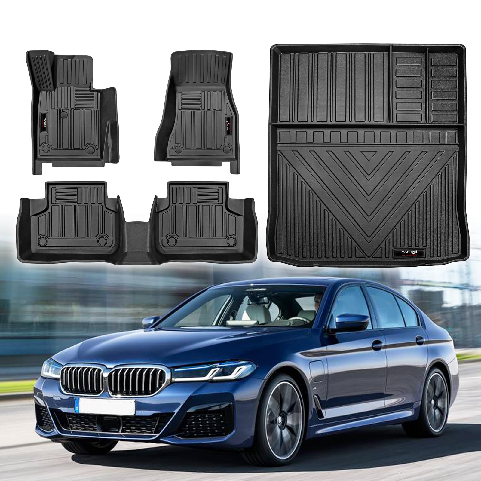Custom for 2017-2024 2025 BMW 5 Series G30 Floor Mats Cargo Liner Set ...