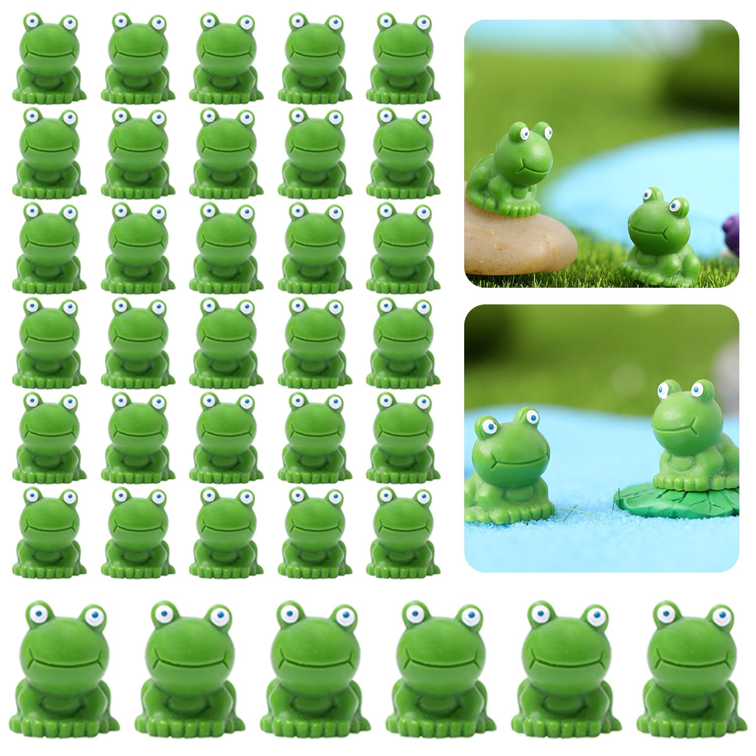 ZNDFTW 36Pcs Mini Resin Frog Figurines,Mini Garden Frog Ornaments,Miniature Figurines Animals Model DIY Craft Accessories,Miniature Frog Toys, Desktop Decorative Ornament