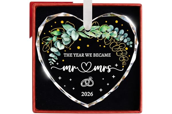 Wedding Gifts, Crystal Glass Mr and Mrs Gift Bridal Shower Gifts, Just Married Decorations Wedding Gift for Bride Newlyweds Couples, First Christmas Married Ornaments