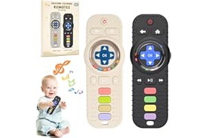 Gelapa 2 Pack Baby Toys, Silicone Baby Remote Teether with Rattle, BPA Free Grasping Teething Toys for Babies 3-6-12+ Months,