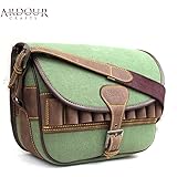 Canvas & Leather Shotgun 120 Cartridges Holder Speed Loader Hunting Bag Vintage Ammo Carrier