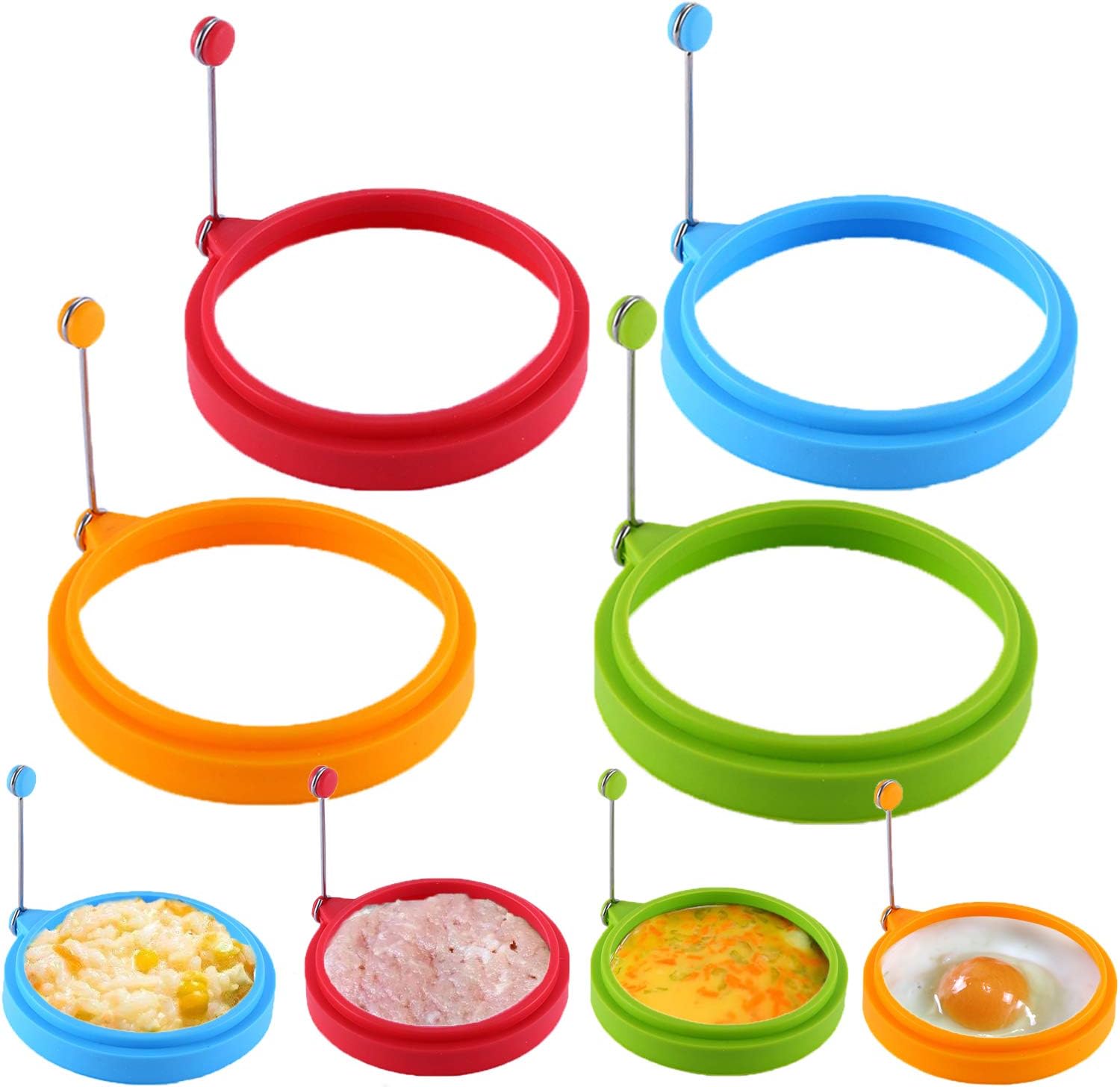 NEPAK 8 Pack Silicone Egg Ring for Frying or Shaping Eggs