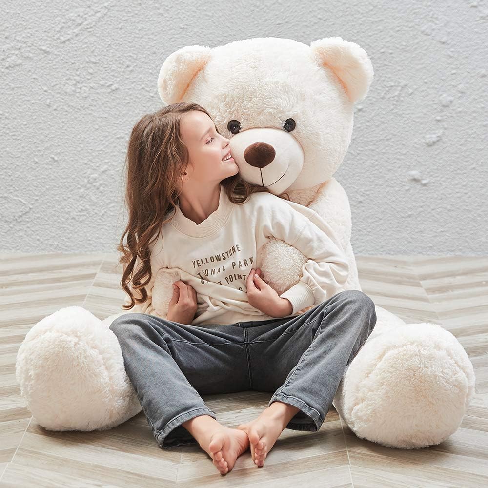 MorisMos 47 inch Giant Teddy Bear Stuffed Animals Plush Cute Soft Toys Teddy Bear for Girl Children Girlfriend Valentine's Day White 1.2M: Toys & Games