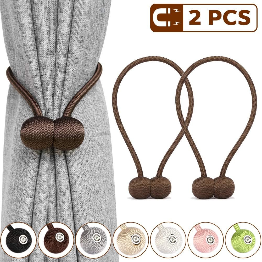 Magnetic Curtain Tiebacks Holdbacks Decorative Magnet Window Hold Drape Tie Backs (Chocolate)