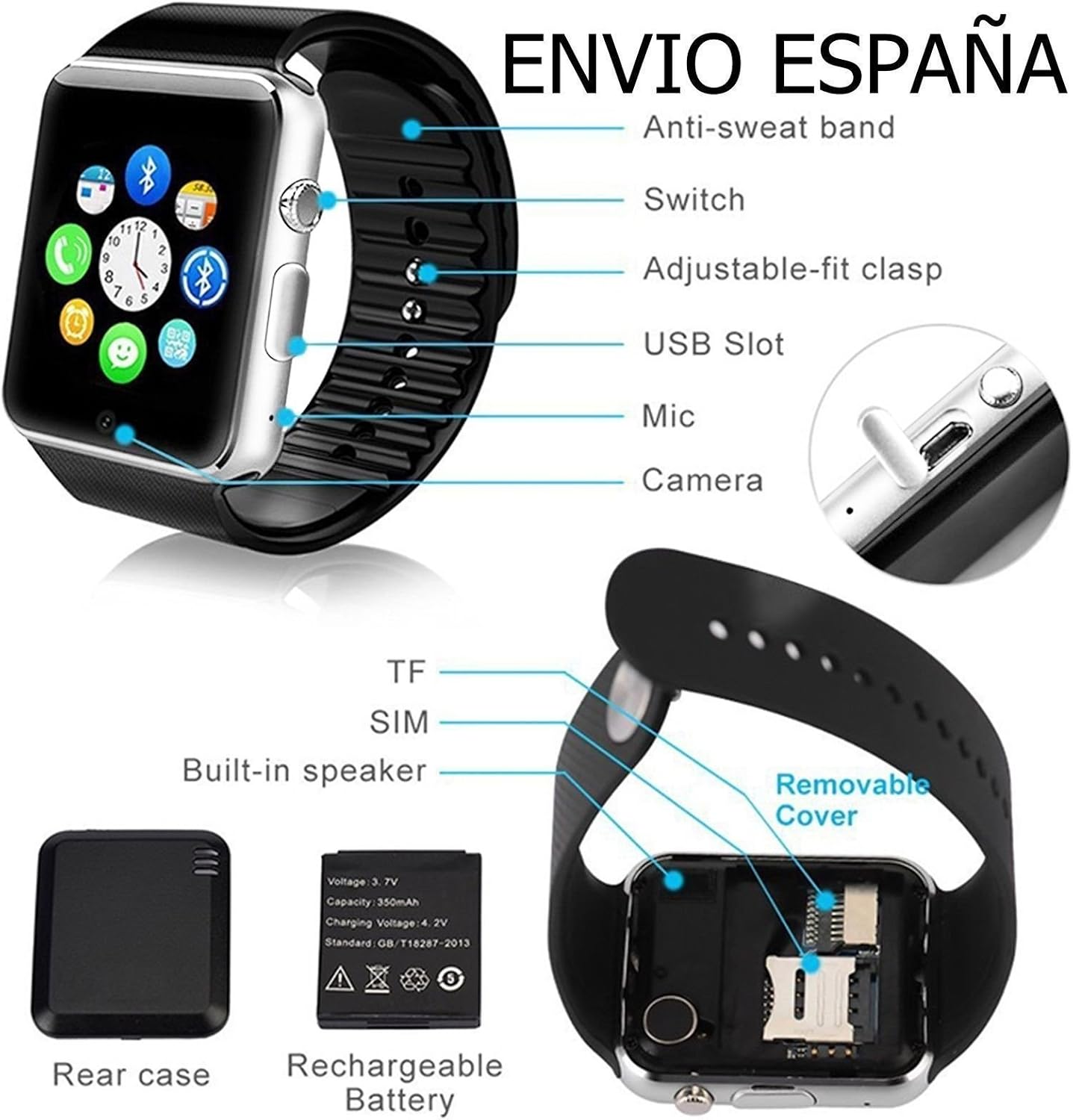 Reloj Smartwatch A1 Inteligente Teléfono Celular Cámara SIM SD | Sodexo  México - OE599EL0YEFJILMX