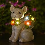 Goodeco Solar Garden Dog Statue with Succulent 7 LED Lights 19.5cm