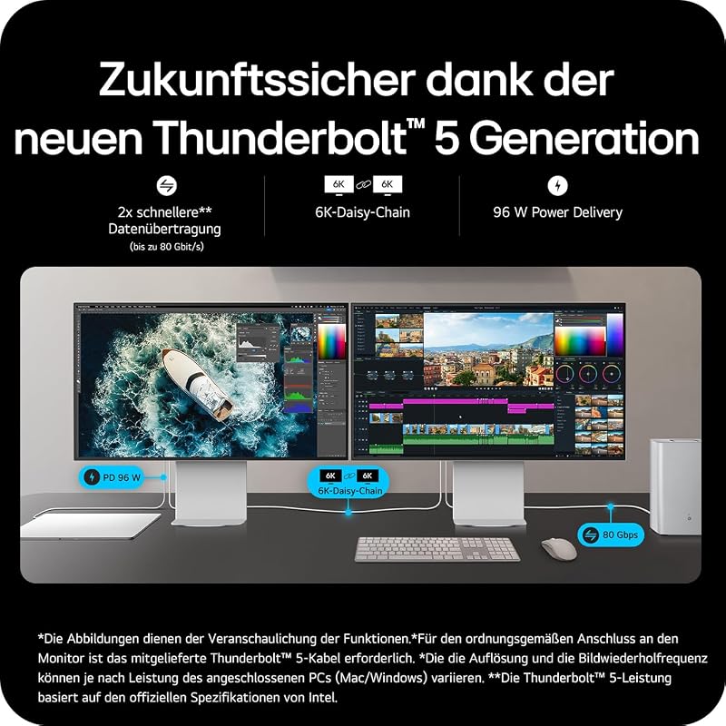 Ultrafine™ evo 32U990A-S.AEU (32 Zoll) 6K UHD Nano IPS Black Monitor, DisplayHDR 600, Thunderbolt 5 (96W), Silber