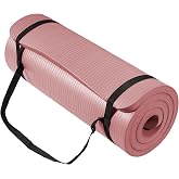 BalanceFrom All Purpose 1-Inch Extra Thick High Density Anti-Tear Exercise Yoga Mat with Carrying Strap, Multiple Colors