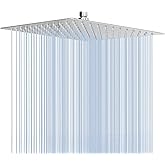 NearMoon Rain Shower Head, High Flow Stainless Steel Square Rainfall Shower, Waterfall Bath Shower Body Covering, Ceiling or Wall Mount (12 Inch, Chrome Finish)