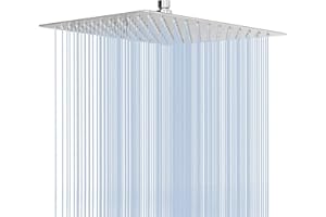 Rain Shower head, NearMoon High Flow Stainless Steel Square Rainfall ShowerHead, Waterfall Bath Shower Body Covering, Ceiling or Wall Mount (12 Inch, Chrome Finish)