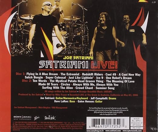 Joe Satriani Satriani Live Amazon Com Music