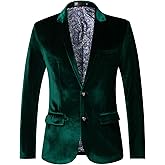 THWEI Mens Velvet Blazer Slim-Fit Fashion Solid Suit Jacket