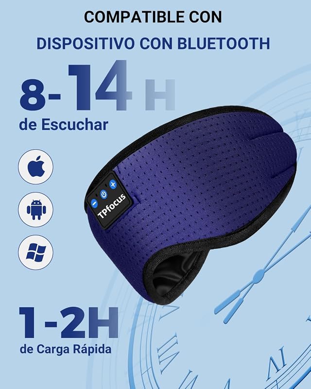 Auriculares Bluetooth para Dormir, Antifaz 100% Opaco Lateral — foto 6 de 8