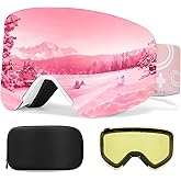JQF Gear Ski Goggles Full Revo Snowboard Goggles for Men Women Adult Frameless Lenses UV Protection OTG Magnetic Lenses