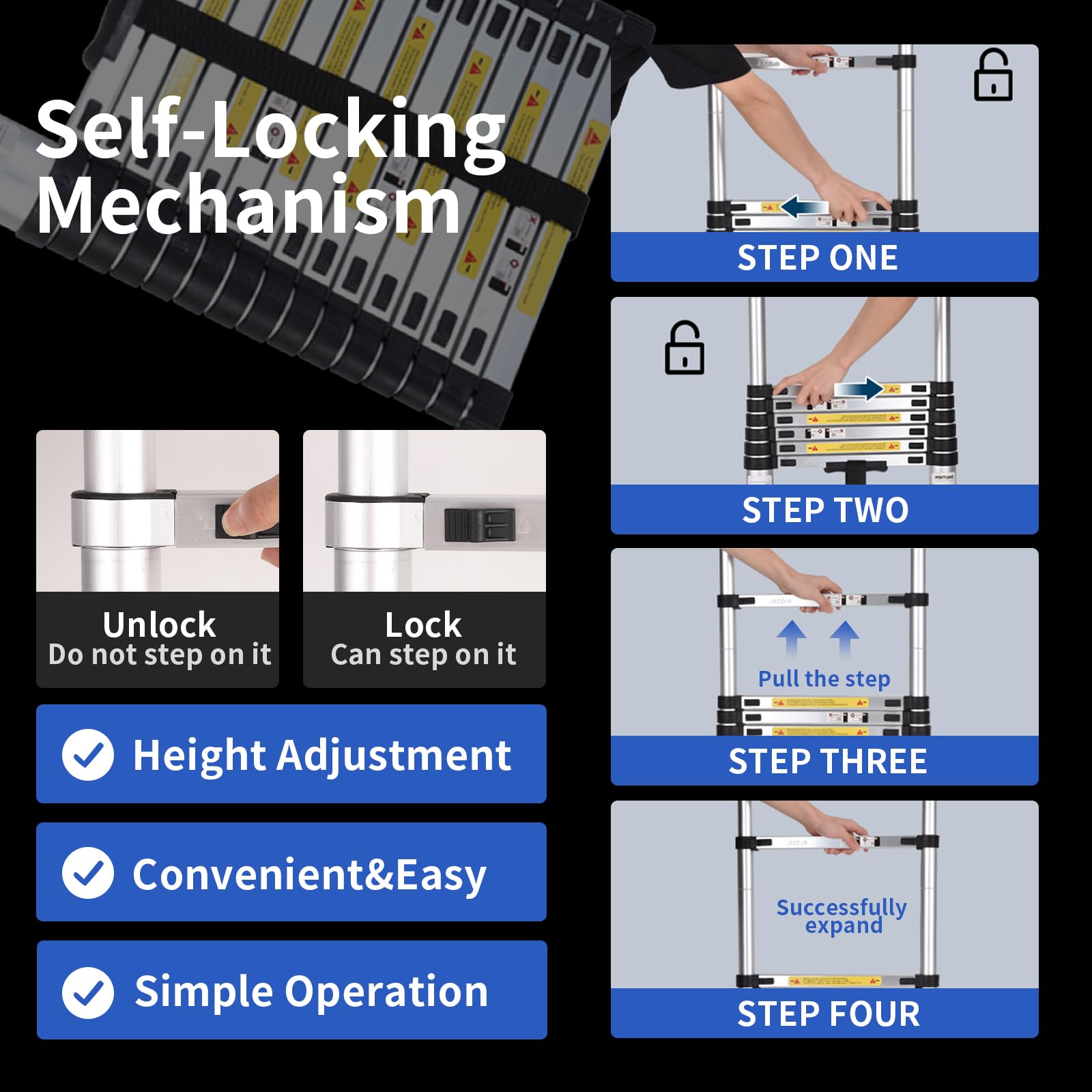 Mua JADDUO Aluminum Telescoping Ladder - 16.5 FT Extension Ladder with ...