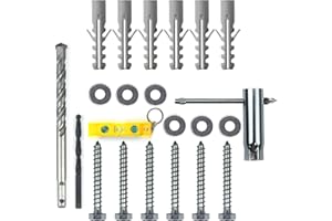 GuuYebe Drywall Anchors for TV Mount,Upgrade Lag Bolts for TV Wall Mount,Kit Includes Concrete Wall Anchors M8 Lag Bolt Washer by Socket Tool Bubble Level and 2 Drill bits Precise to Wood Or Concrete