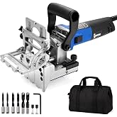 igooo Dual-Spindle Doweling Jointer DJ710, 710W 120V 60Hz, Wood Plate Dowel Joiner, 2X10mm, 2X8mm and 2X6mm Drilling Bits, 90 Dowels