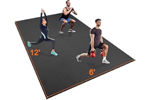 ANNGROWY Large Exercise Mat 8'x5'|12'x6' Workout Mat for Home Gym Mats Exercise Heavy Duty Gym Flooring Fitness Mat Large Yoga Mat Cardio Mat for Weightlifting, Jump Rope, MMA, Shoe-Friendly