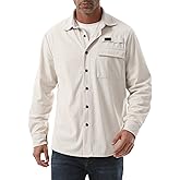 Sumolux Mens Corduroy Button Down Shirts Shacket Casual Long Sleeve Jacket Lightweight Work Shirts with Flap Pockets