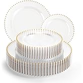 EI 60pcs Clear Plastic Plates with Gold Rim,Disposable Plastic Plates Fancy 10" Dinner & 7" Dessert Plate Heavy Duty for Wedding,Birthday,Afternoon Tea,Spring,Mother's Day,Valentine's Day,Easter